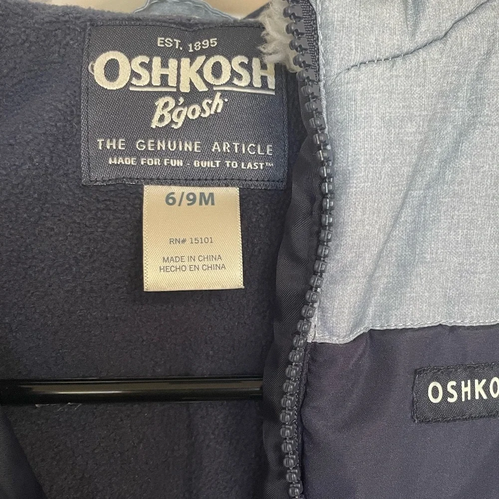 OshKosh B'gosh Navy and Light Blue Snow Puffer Jumper 6/9mo